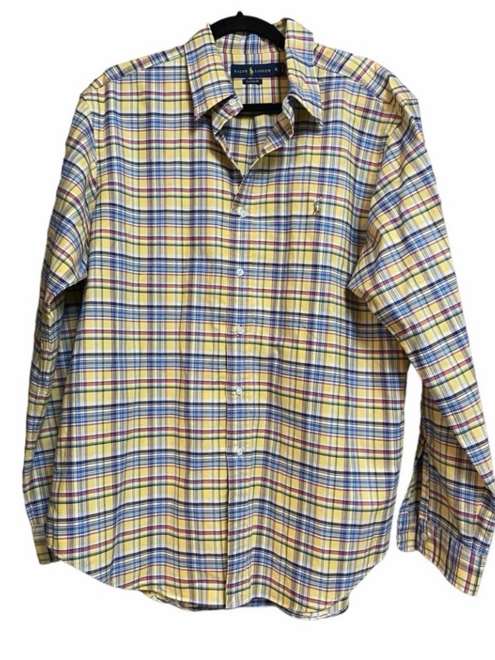 Ralph Lauren Yellow Plaid Shirt with Blue & Red Accents